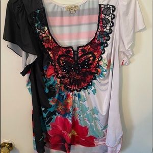 One World 1x Plus size multicolor top
